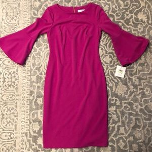 Calvin Klein Midi Dress with Bell Sleeve, Size 4